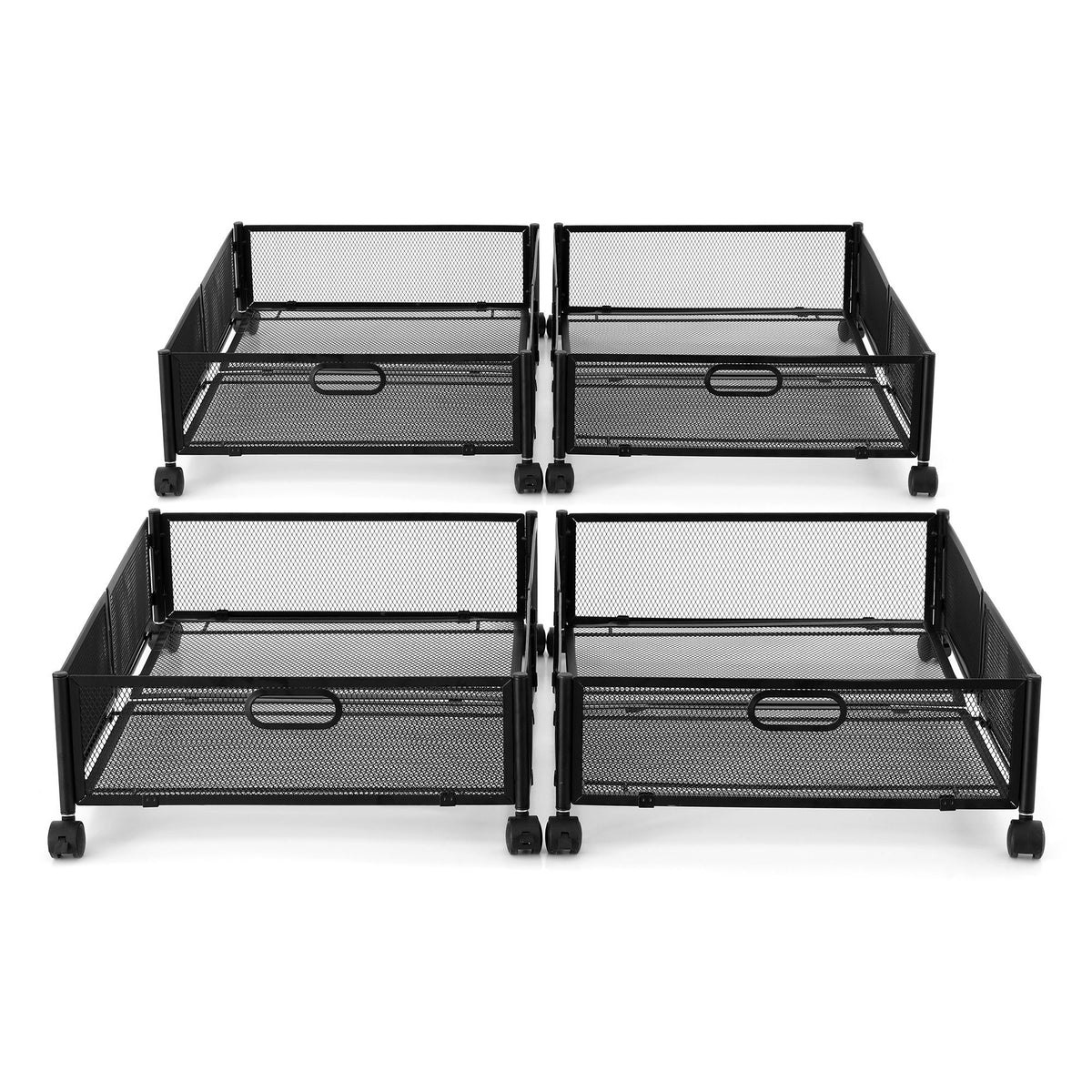 Artiss 4X Under Bed Storage Containers Metal Boxes Quilt Organiser with Wheels