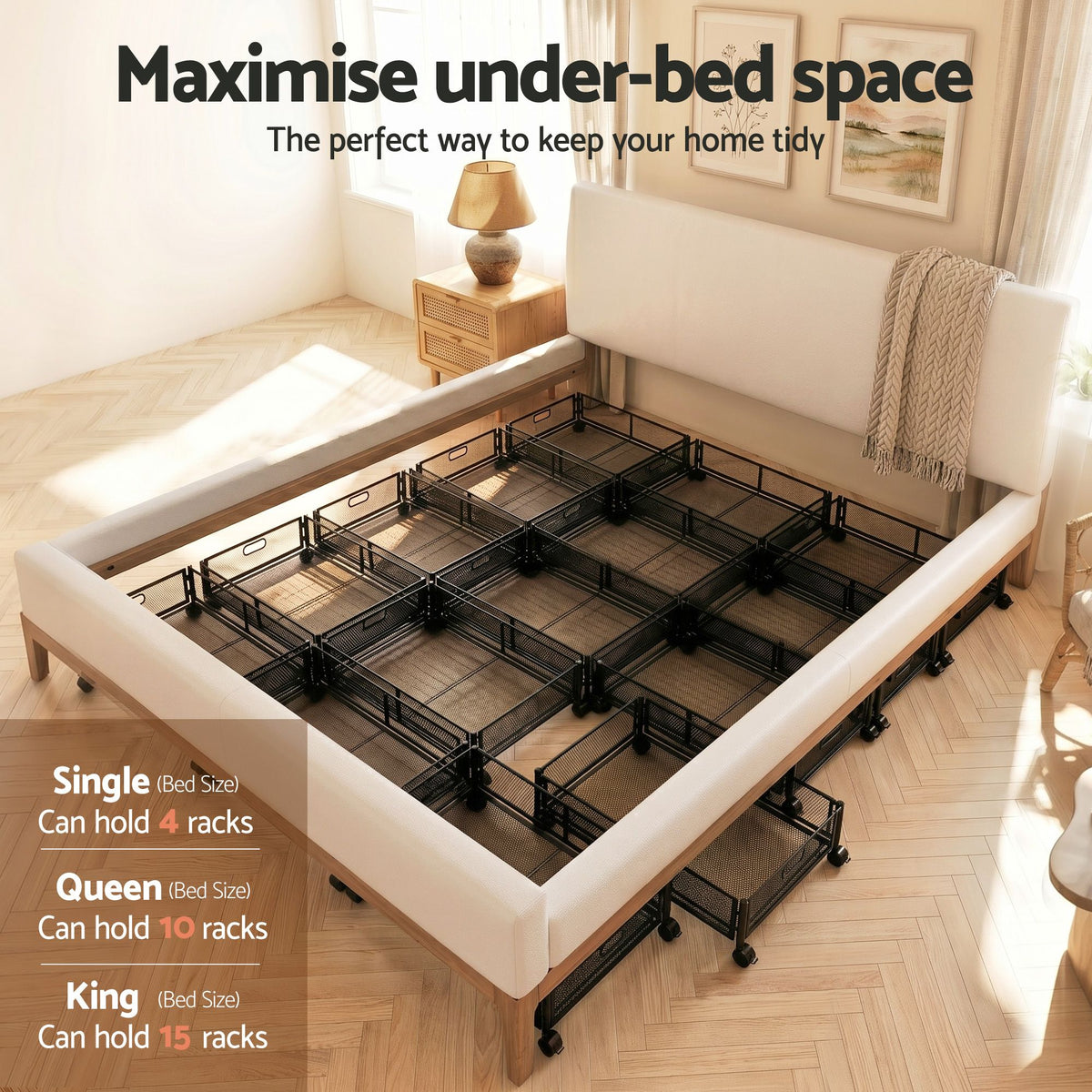 Artiss 4X Under Bed Storage Containers Metal Boxes Quilt Organiser with Wheels