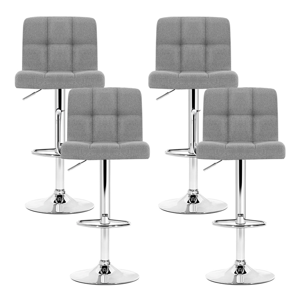 Artiss 4x Bar Stools Fabric Gas Lift Grey