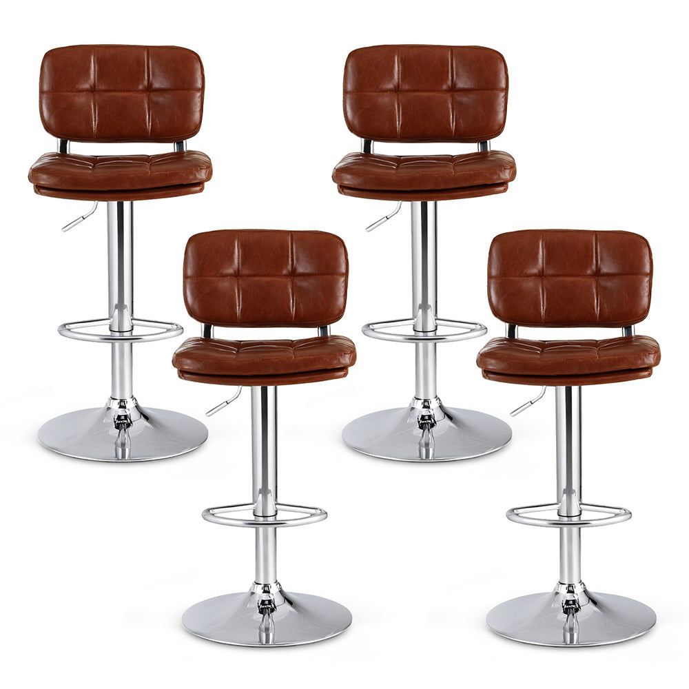 Artiss 4x Bar Stools Kitchen Swivel Gas Lift Counter Chair Tuft PU Leather Brown