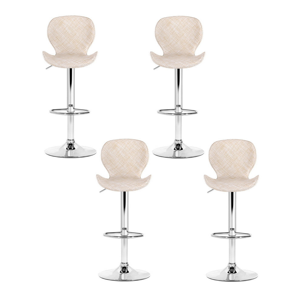 Artiss 4x Bar Stools Kitchen Swivel Gas Lift Counter Chair Wing PE Rattan Beige