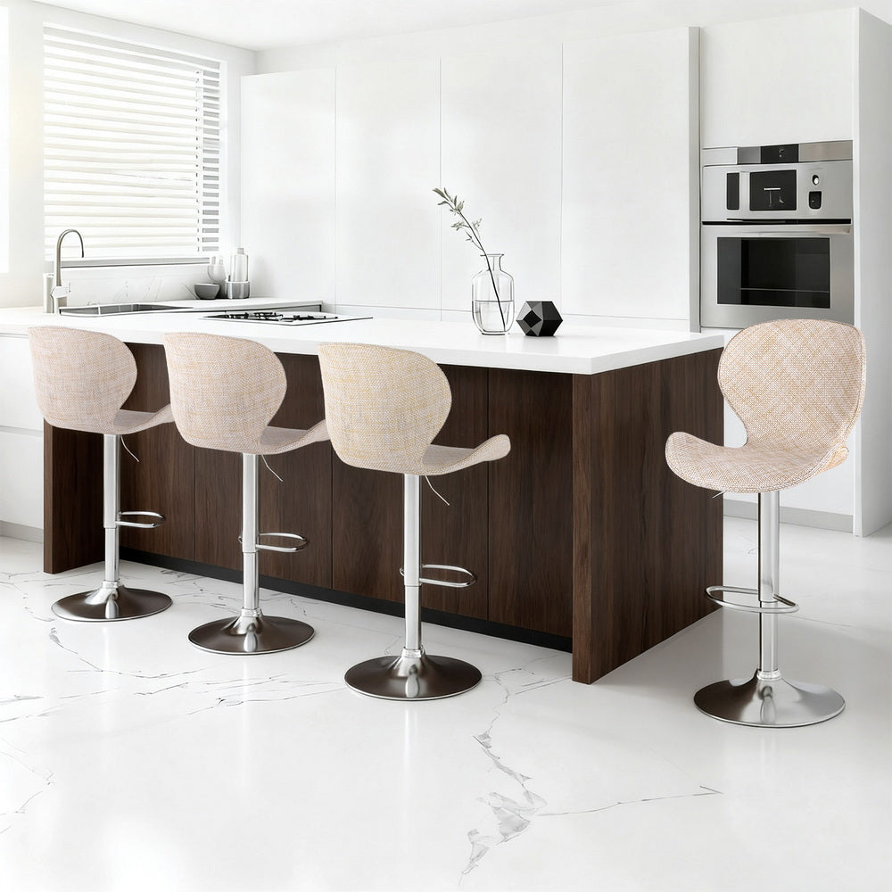 Artiss 4x Bar Stools Kitchen Swivel Gas Lift Counter Chair Wing PE Rattan Beige