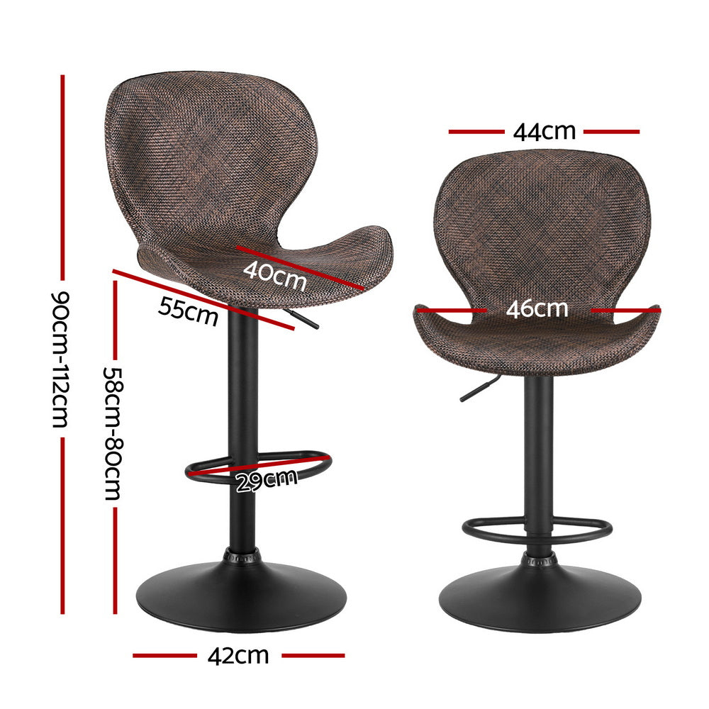 Artiss 4x Bar Stools Kitchen Swivel Gas Lift Counter Chair Wing PE Rattan Brown
