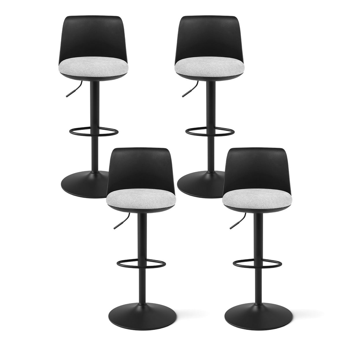 Artiss 4x Bar Stools Kitchen Swivel Gas Lift Counter Dining Chair Curved Black