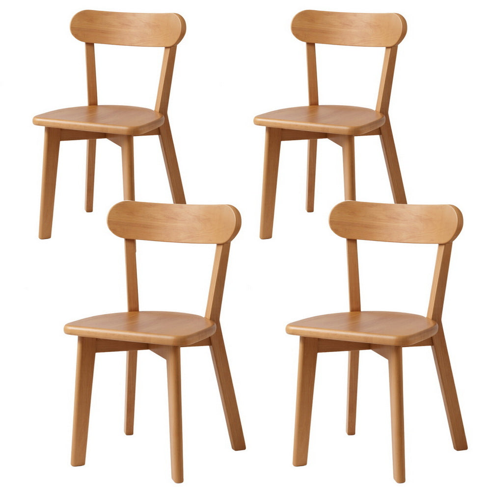 Artiss 4x Dining Chairs Wooden Kitchen Accent Chair Cafe Lounge Rubber Wood