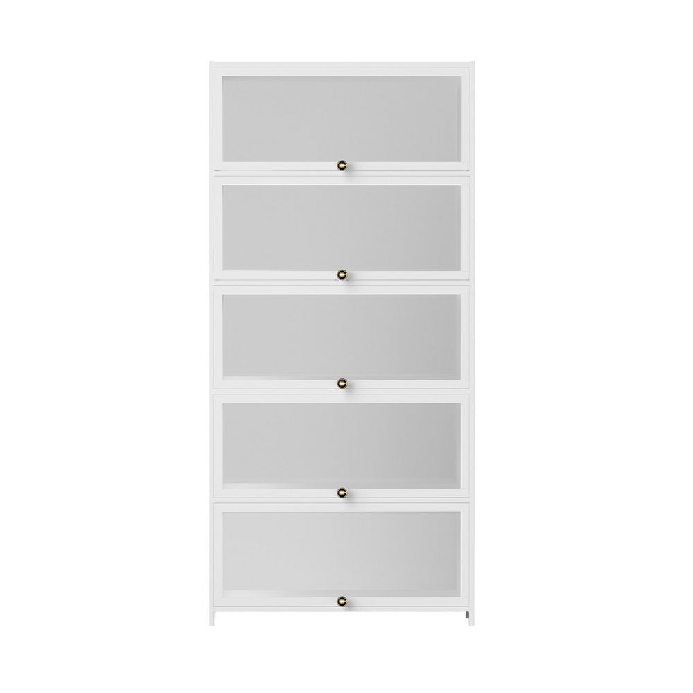 Artiss 5-Tier Display Cabinet Storage Bookshelf Clear Shelf White