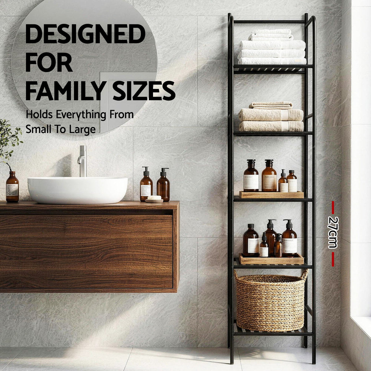 Artiss 5 Tier Floor Standing Corner Shower Caddy Bathroom Organizer Black