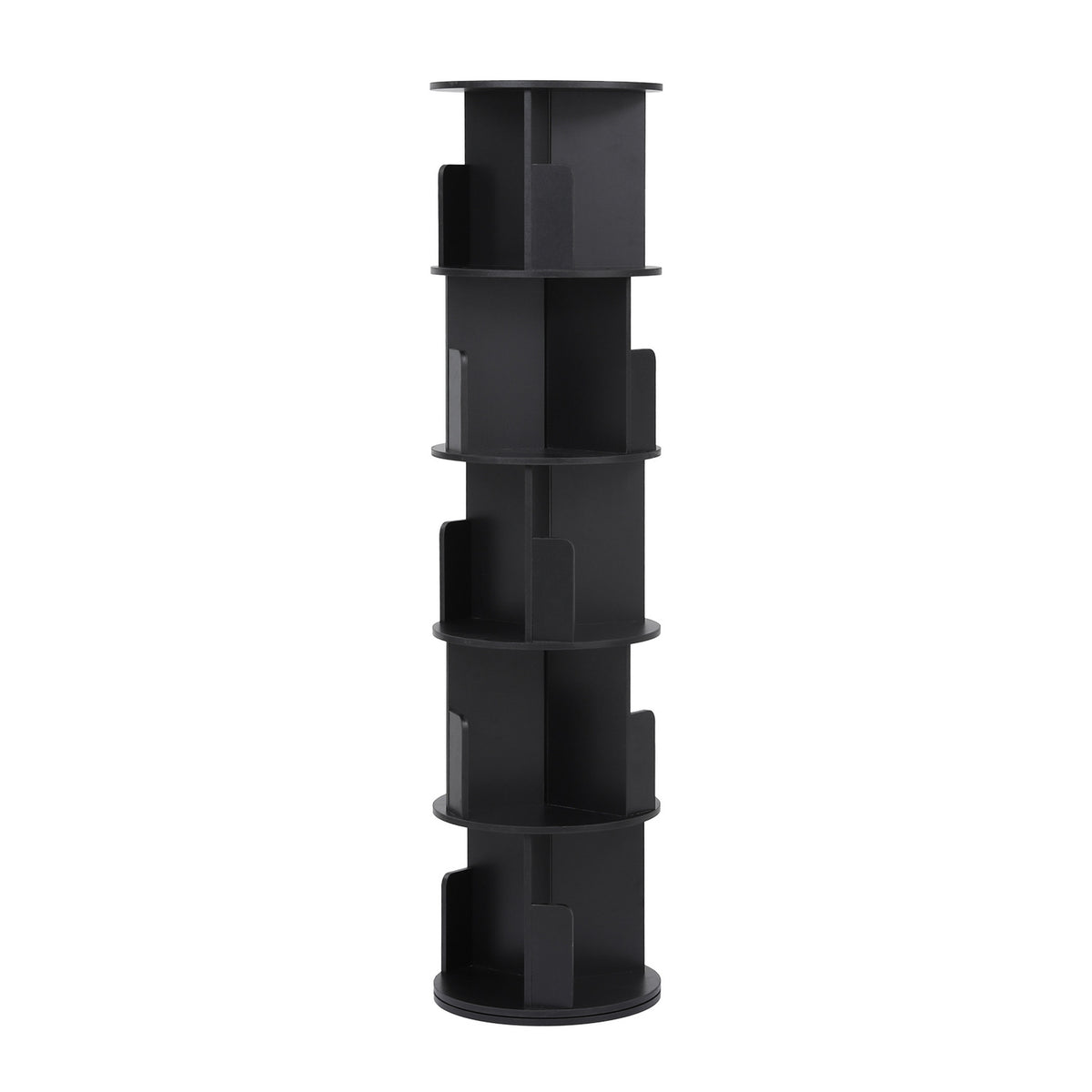 Artiss 5 Tiers Bookshelf Swivel Bookcase Display Shelves Stand Round Black