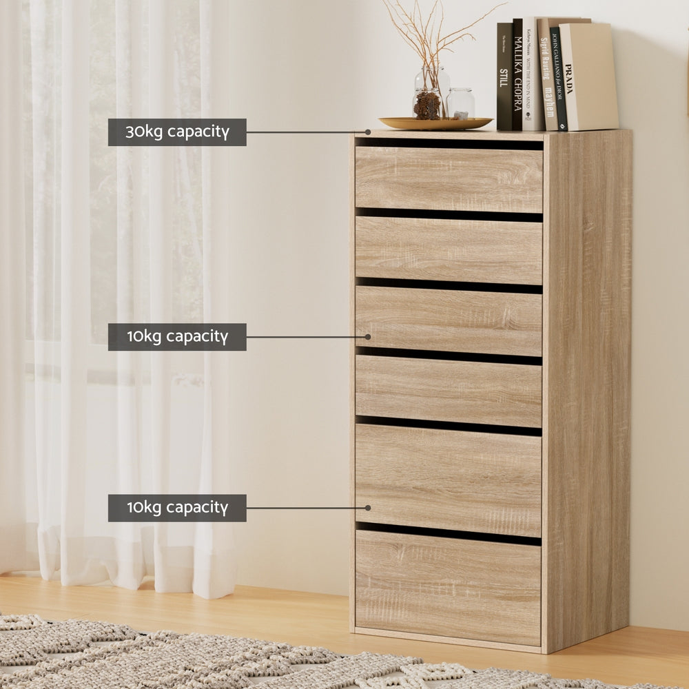 Artiss 6 Chest of Drawers Dresser Tallboy Pine