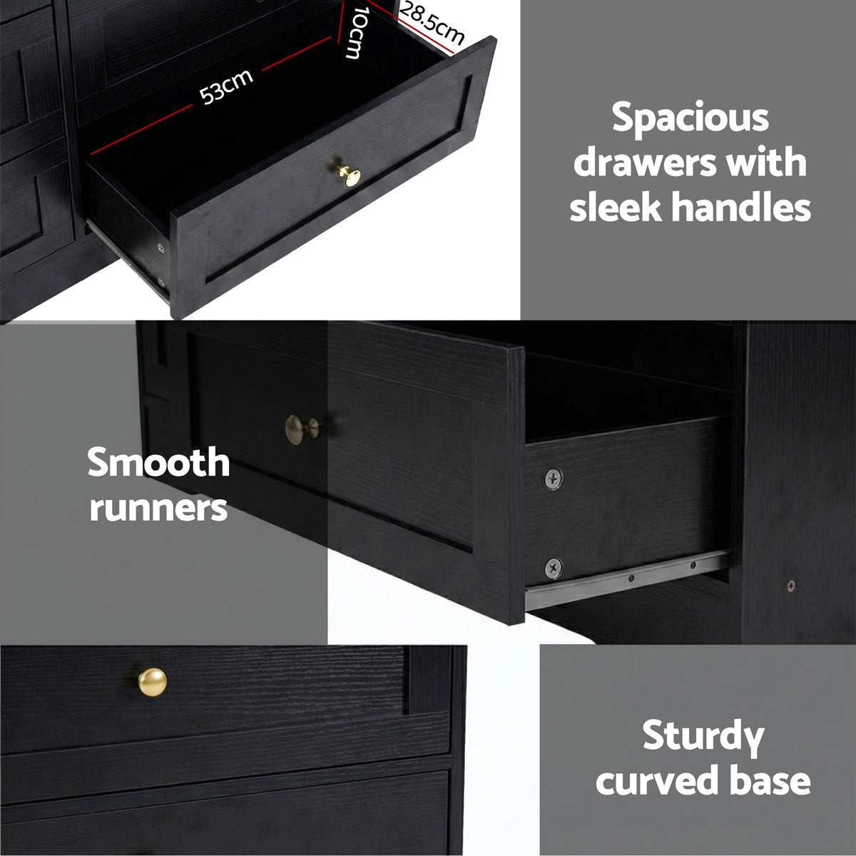 Artiss 6 Chest of Drawers Tallboy Cabinet - LEIF Black