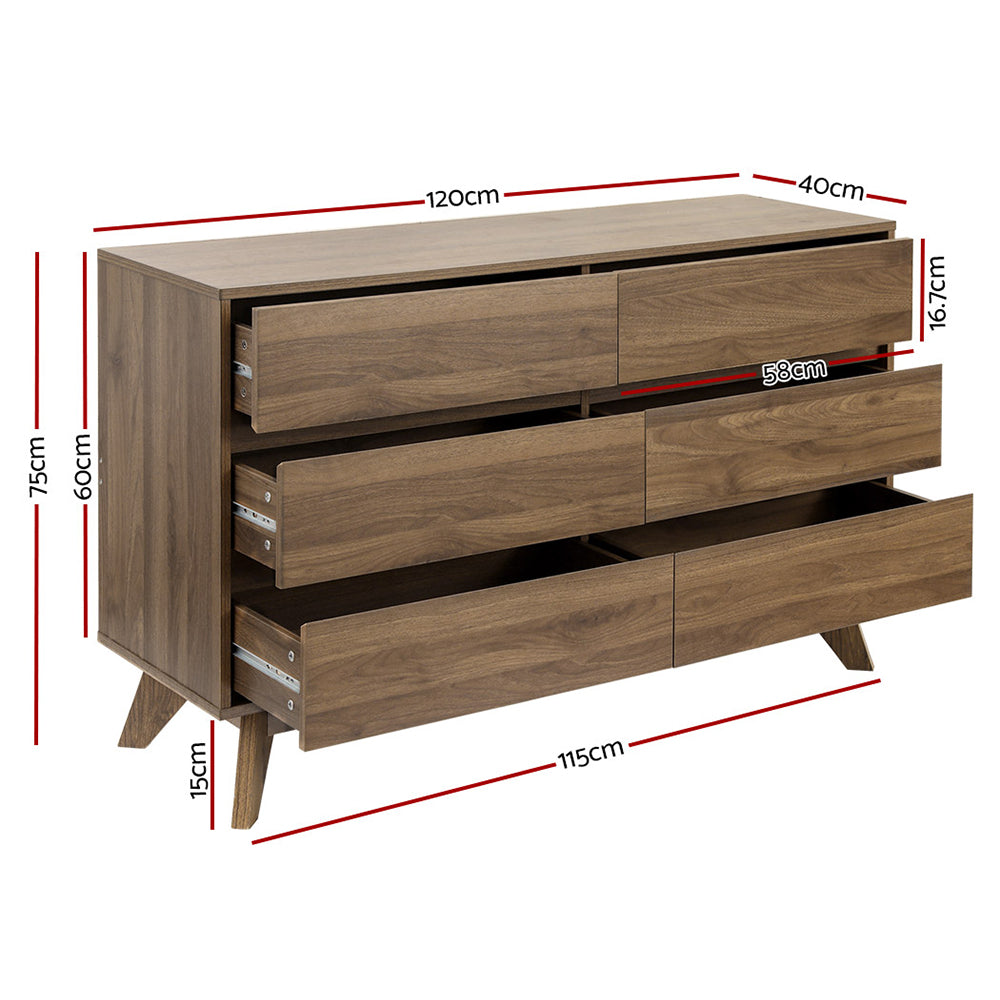 Artiss 6 Chest of Drawers - XAVI Walnut