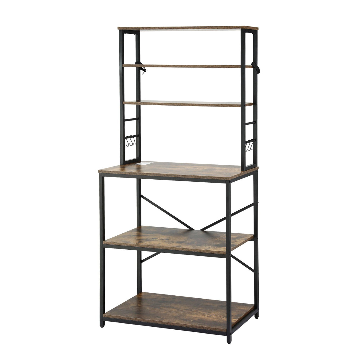 Artiss 6-Tier Kitchen Rack with 6 Hooks Microwave Storage Shelf 80cm x 167cm
