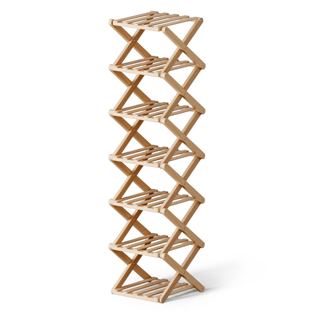 Artiss 7 Tier Bamboo Foldable Shoe Rack Organizer Entryway