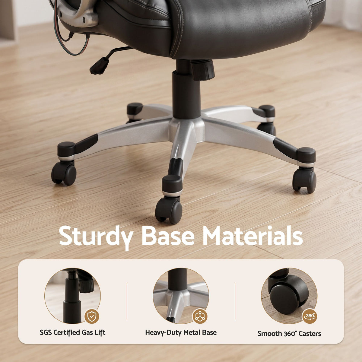 Artiss 8 Point Massage Office Chair Heated Seat PU Black