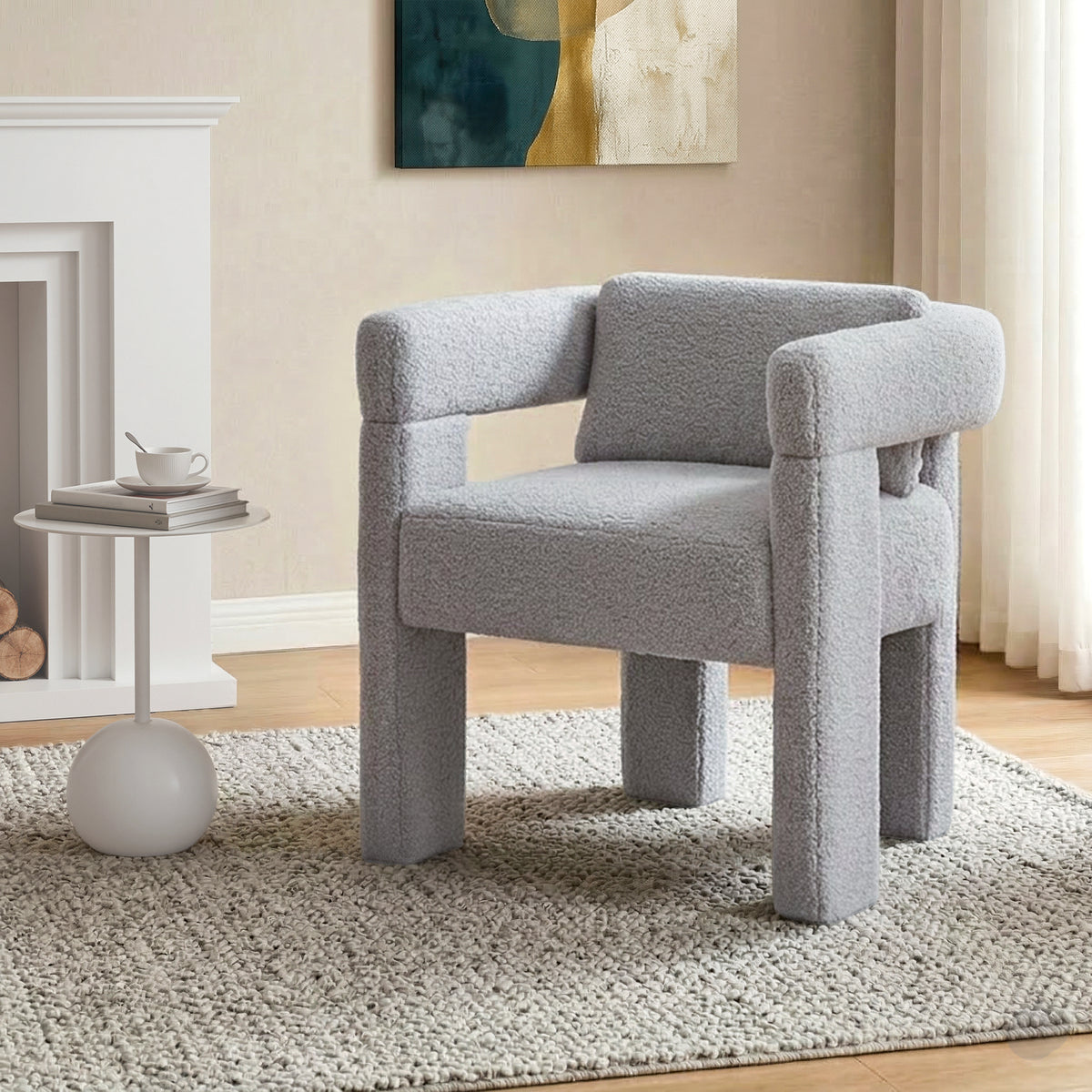 Artiss Armchair Accent Chair Lounge Sofa Couch Boucle Fabric Grey