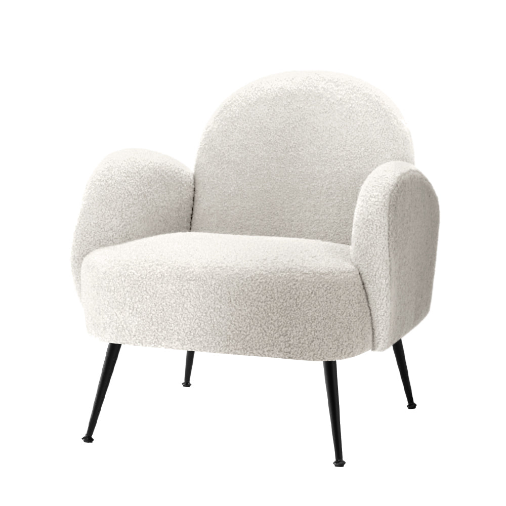 Artiss Armchair Boucle White Hanes