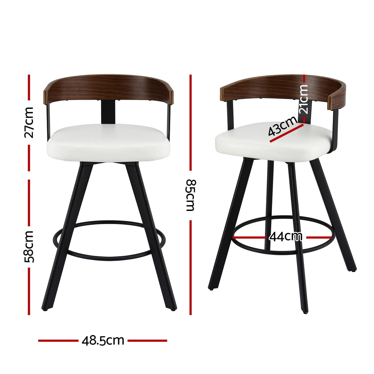 Artiss Bar Stool Swivel Metal Legs Kitchen Chair Bentwood Counter Leather White