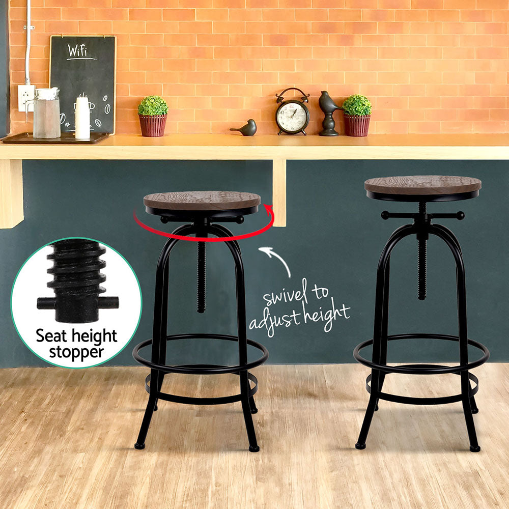 Artiss Bar Stools Adjustable Wood Chairs