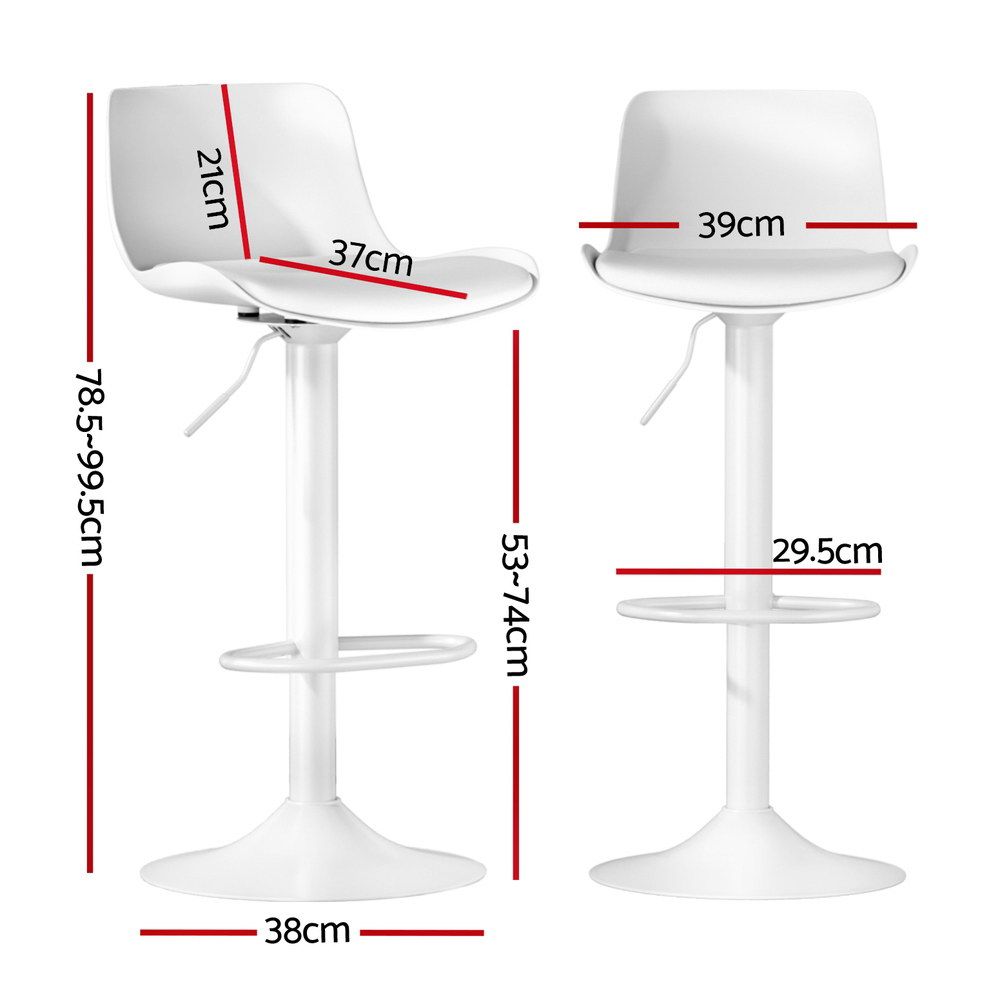 Artiss Bar Stools Kitchen Swivel Gas Lift Stool Leather Dining Chairs White x2
