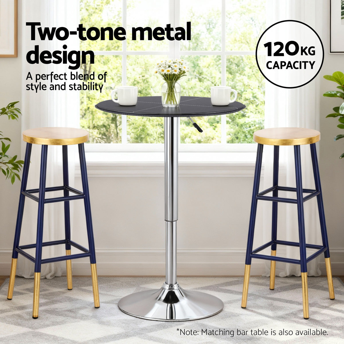 Artiss Bar Stools Metal Gold Navy