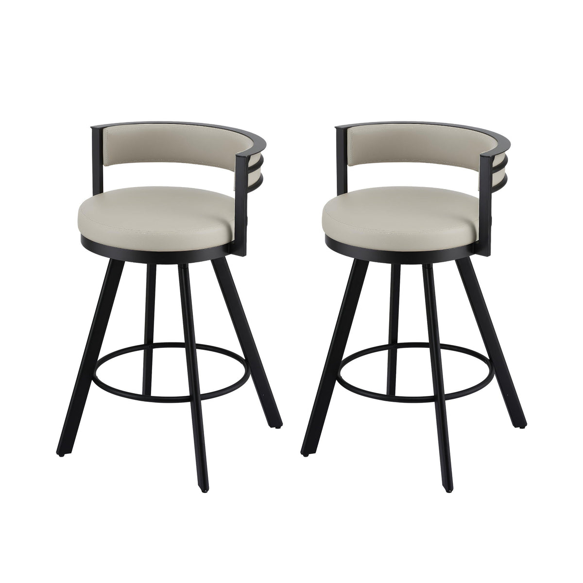 Artiss Bar Stools Set of 2 Swivel Kitchen Chair Metal Counter Beige Leather