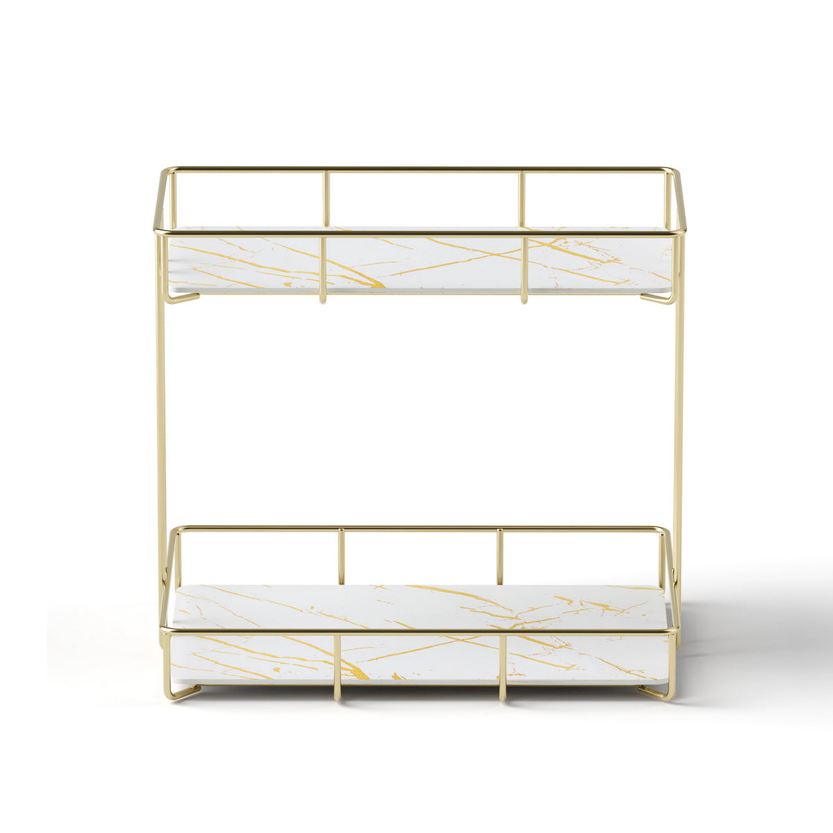 Artiss Bathroom Storage Rack 2 Tier Corner Organiser Gold Marble Look