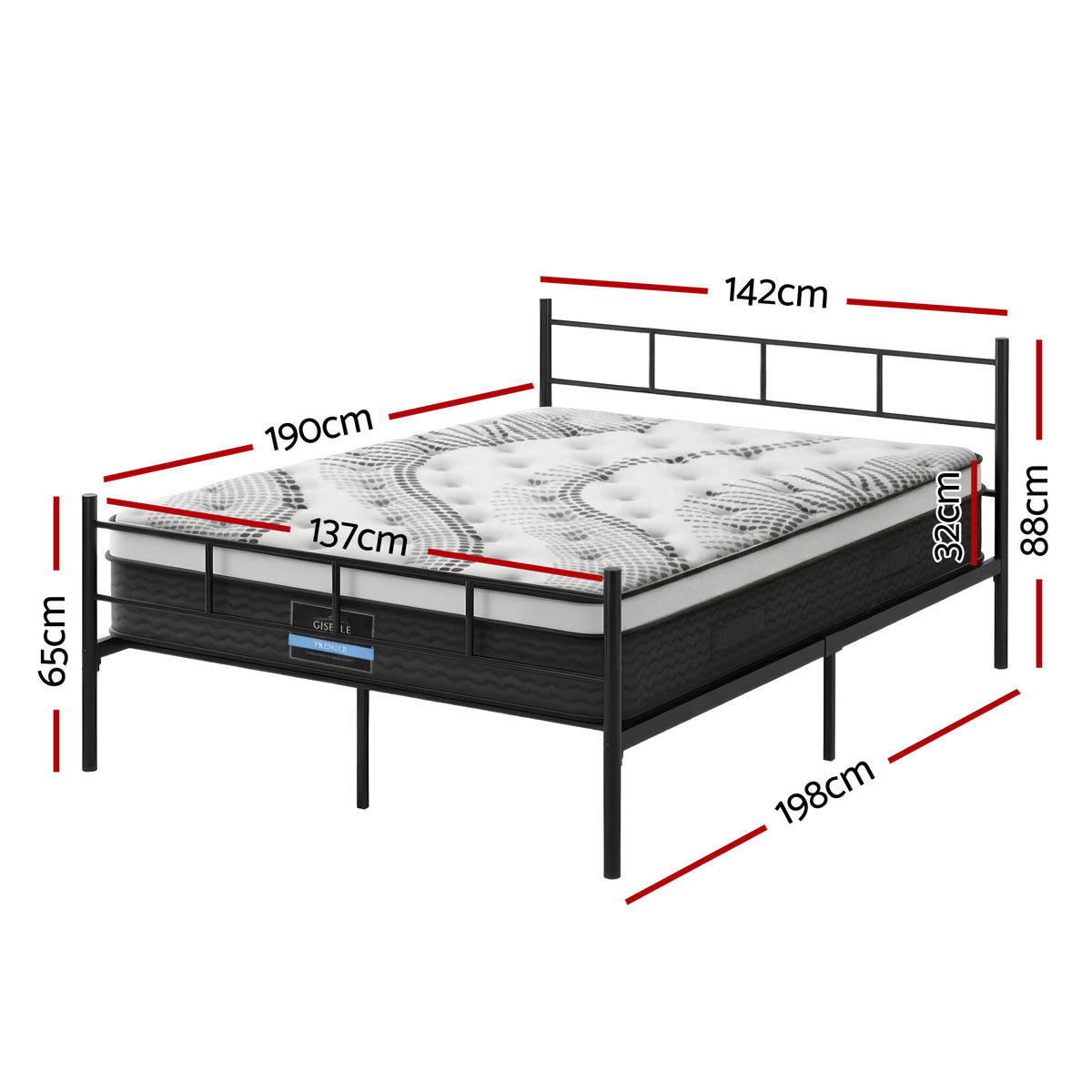 Artiss Bed Frame Double Metal Bed Frames SOL with Mattress