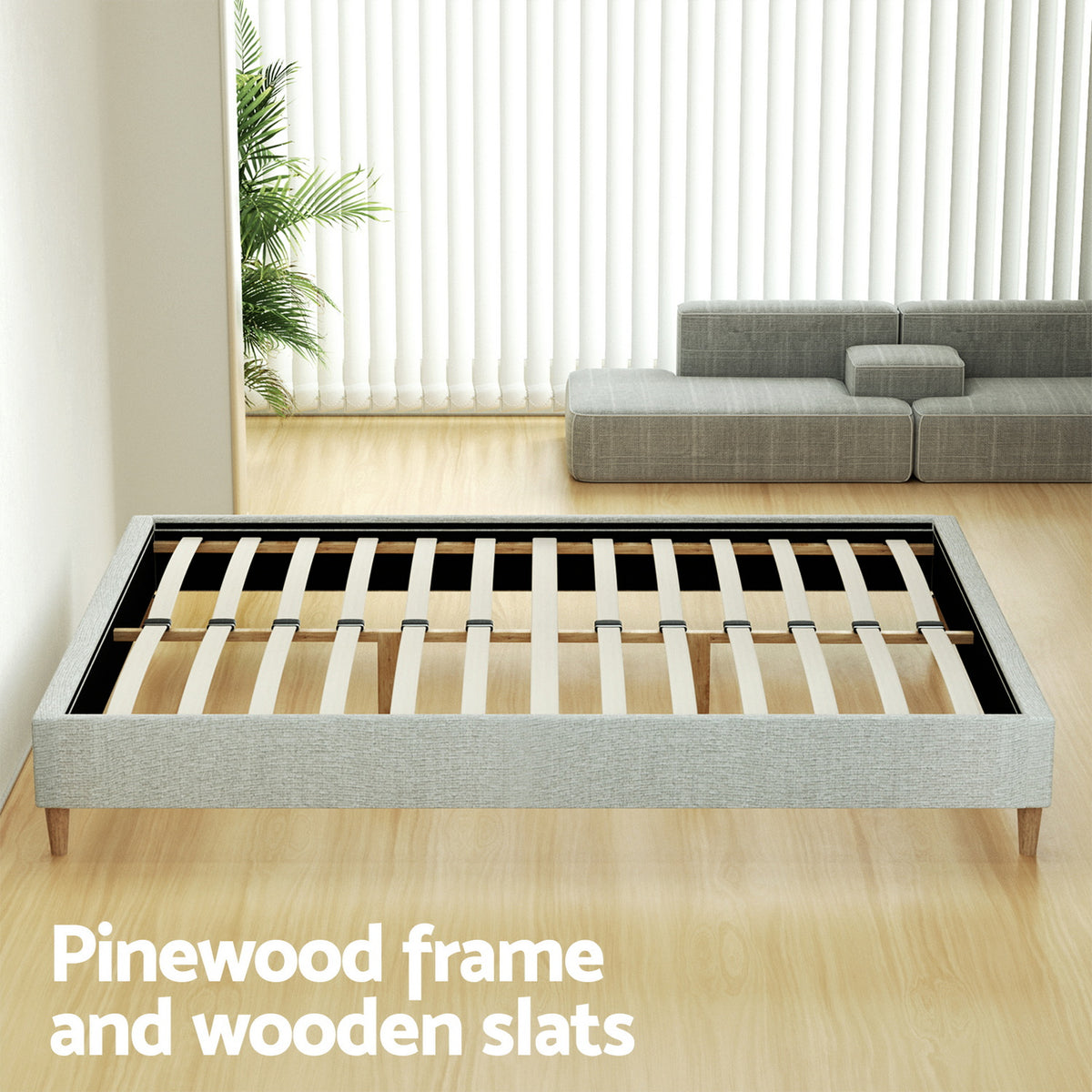 Artiss Bed Frame Double Size Beige ZORA