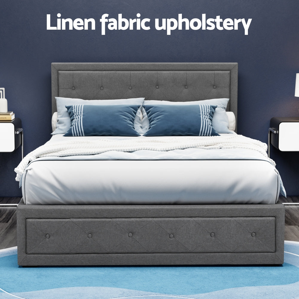 Artiss Bed Frame Double Size Gas Lift Grey TIYO