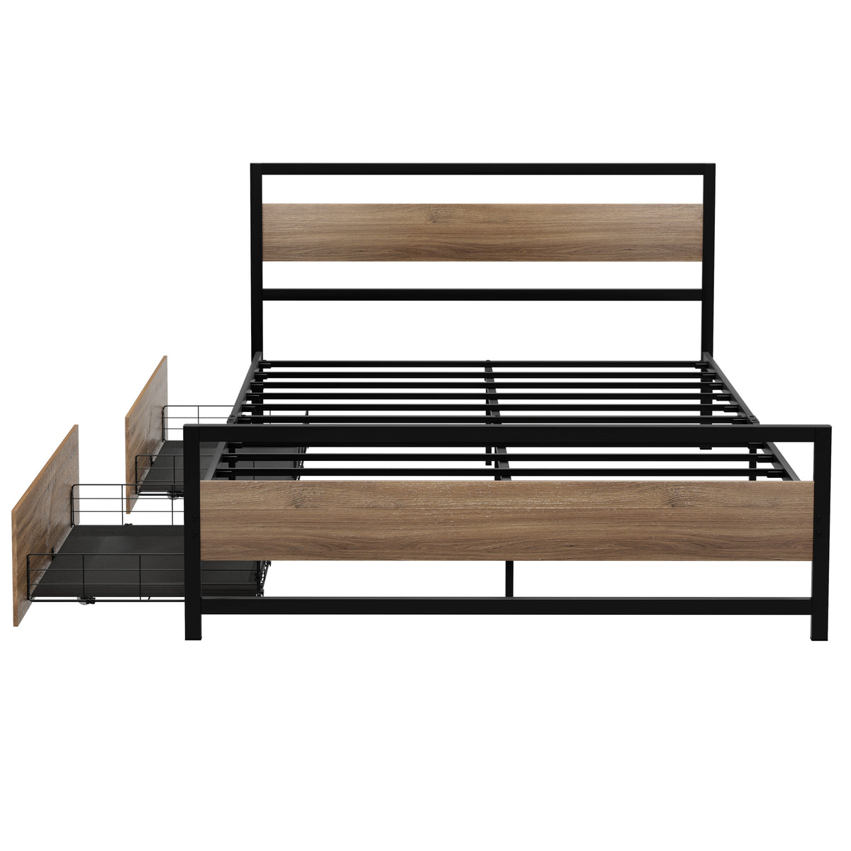 Artiss Bed Frame Double Size Metal Frame with 2 Drawers DREW