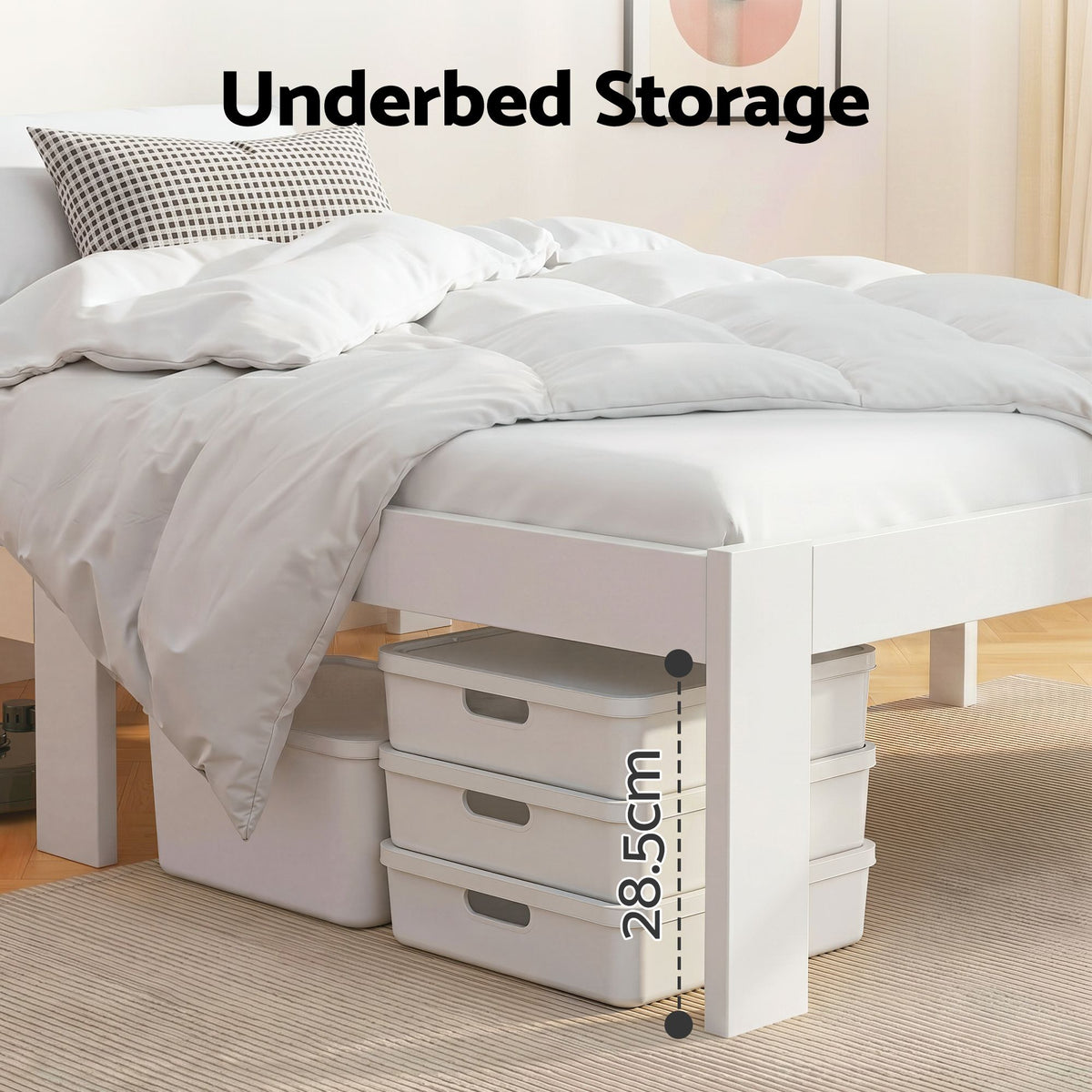 Artiss Bed Frame Double Size Wooden White JADE