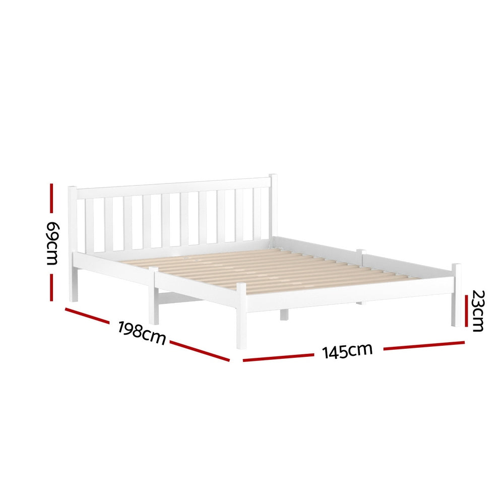 Artiss Bed Frame Double Size Wooden White SOFIE