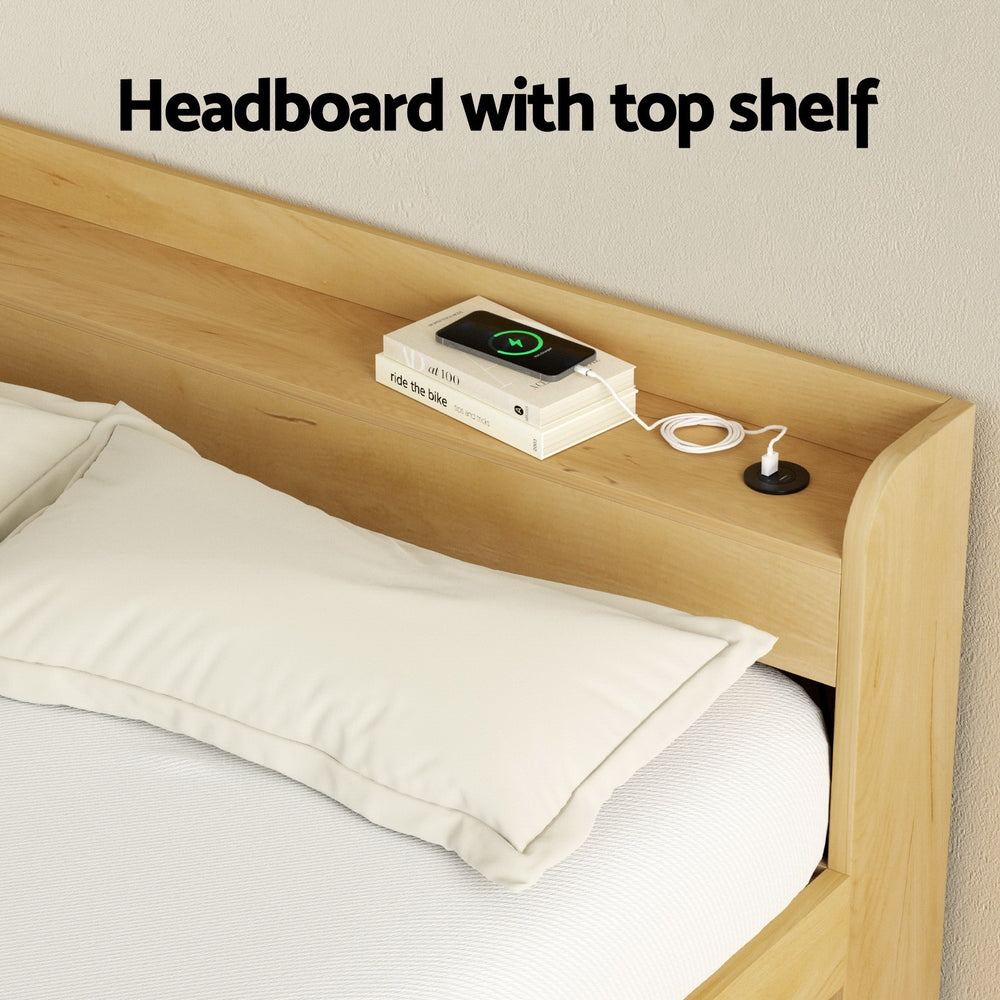 Artiss Bed Frame Double Size with Charging Ports and 2 Drawers AURA