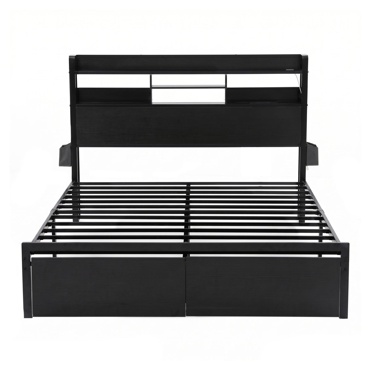Artiss Bed Frame Double with Charging Station Storage Organizer Drawers LED ZAC