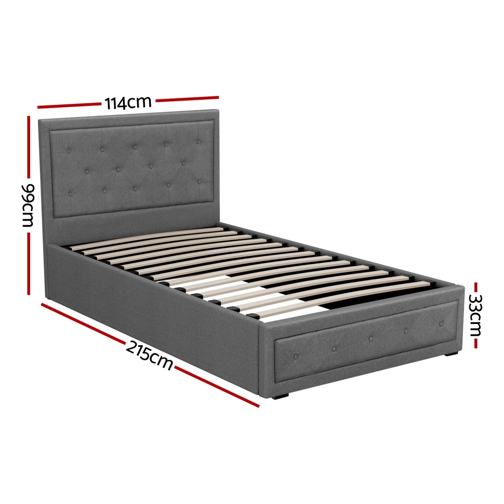 Artiss Bed Frame King Single Size Gas Lift Storage Mattress Base Wooden Grey