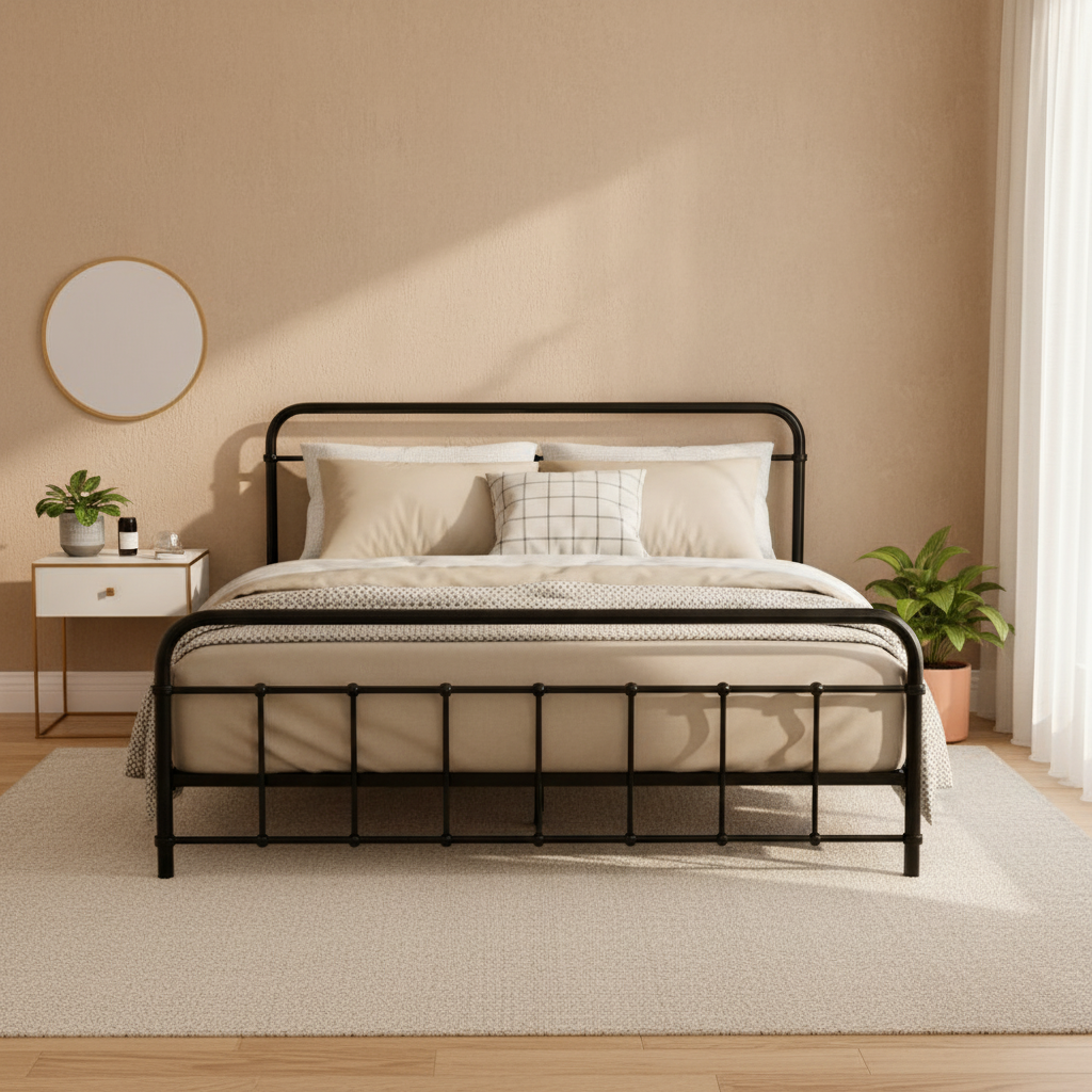 Artiss Bed Frame Metal Bed Frame LEO - Queen (Black)