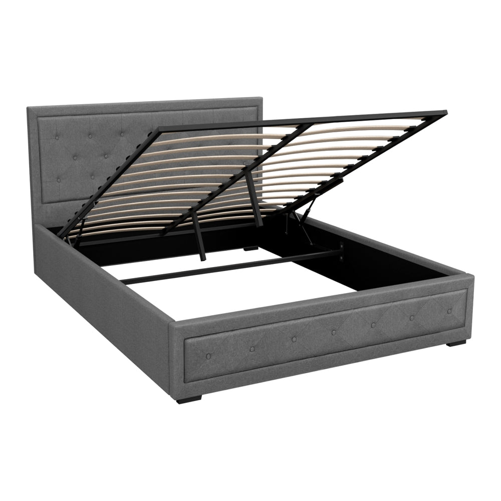 Artiss Bed Frame Queen Size Gas Lift Grey TIYO