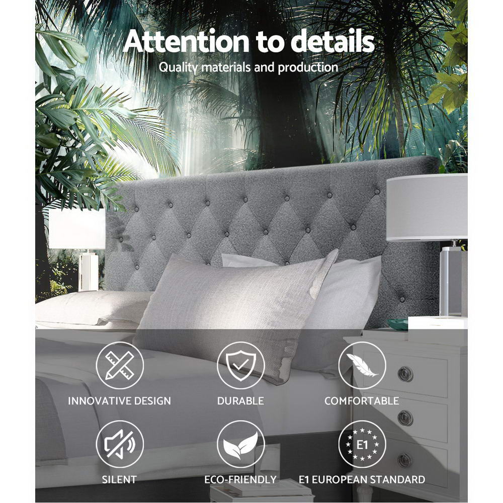 Artiss Bed Head Headboard Queen Size Fabric - CAPPI Grey