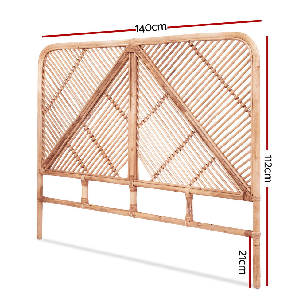 Artiss Bed Headboard Double Bedhead Rattan - FRED Pine