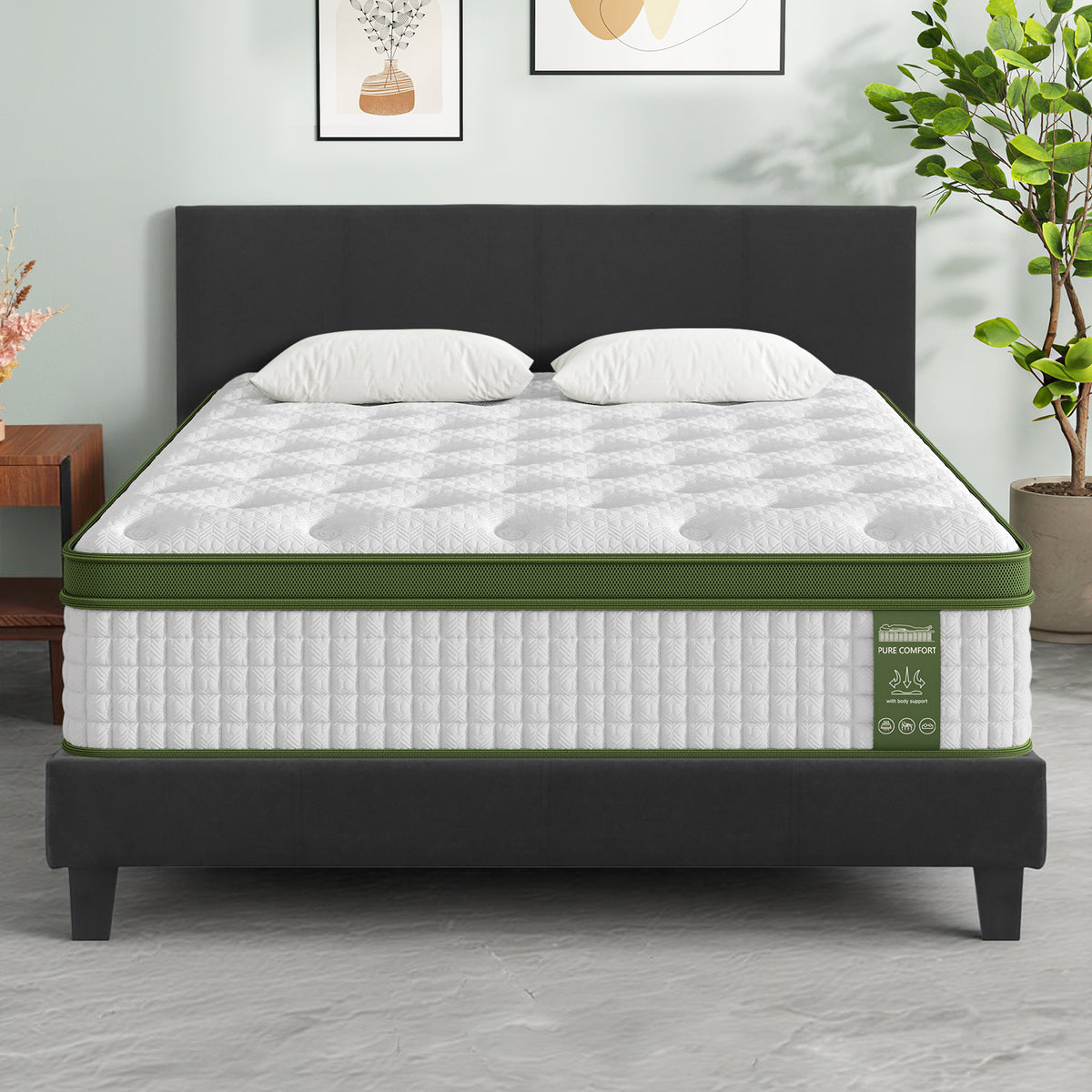 Artiss BedStory Queen Bed Frame Mattress Set Platform Upholstered Hybrid Pocket Coil