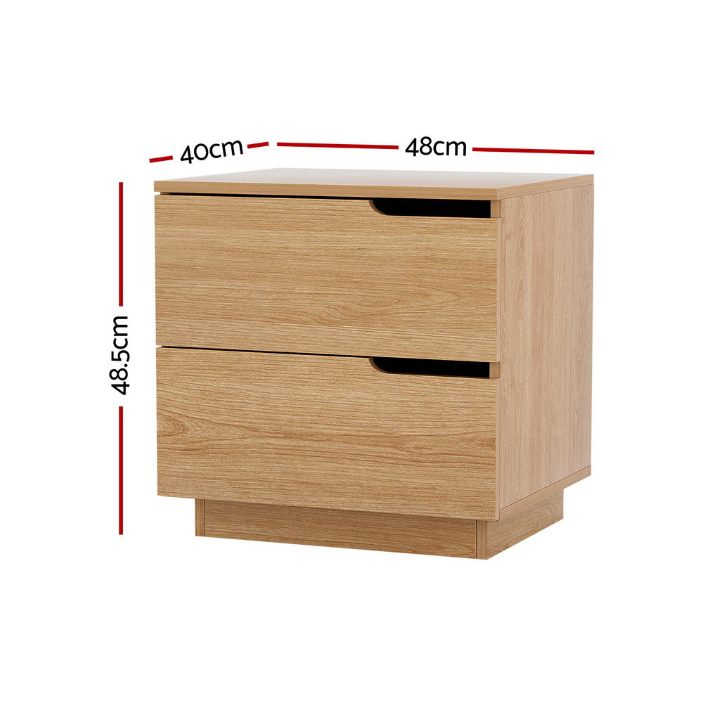 Artiss Bedside Table 2 Drawers Nightstand Pine