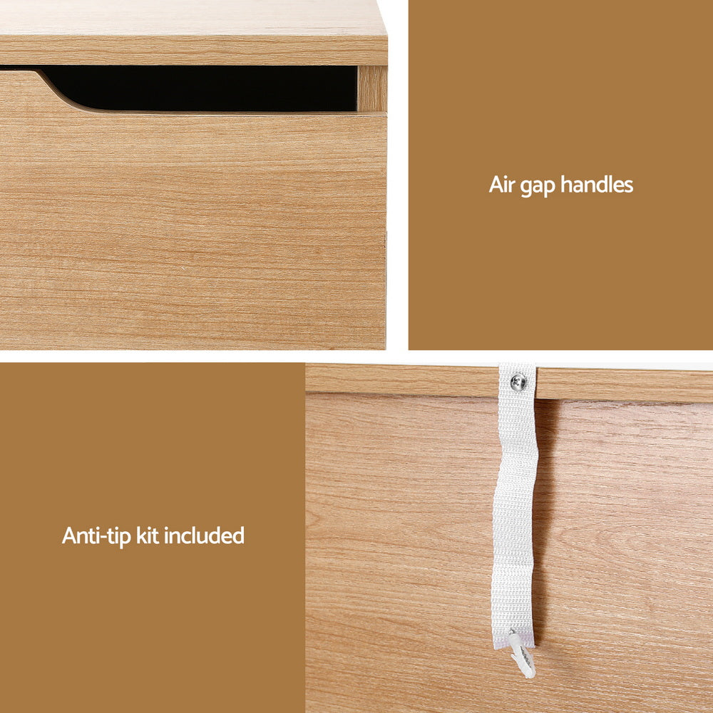 Artiss Bedside Table 2 Drawers Nightstand Pine