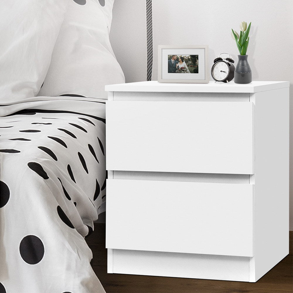 Artiss Bedside Table 2 Drawers - PEPE White