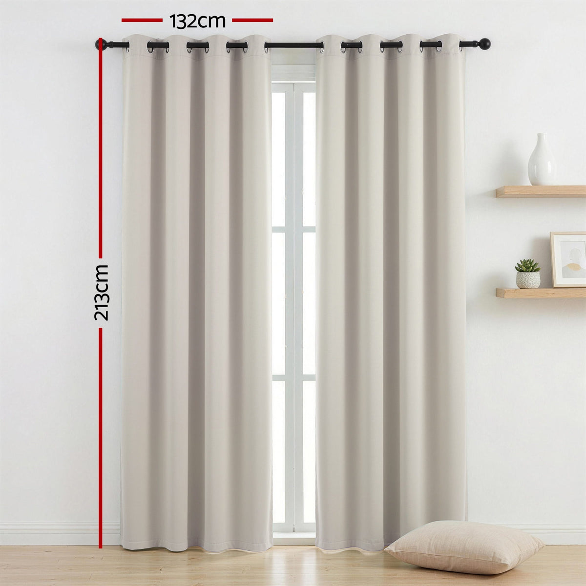 Artiss Blockout Curtains 2X 132x213cm Thermal Insulated Eyelet Drapes Beige