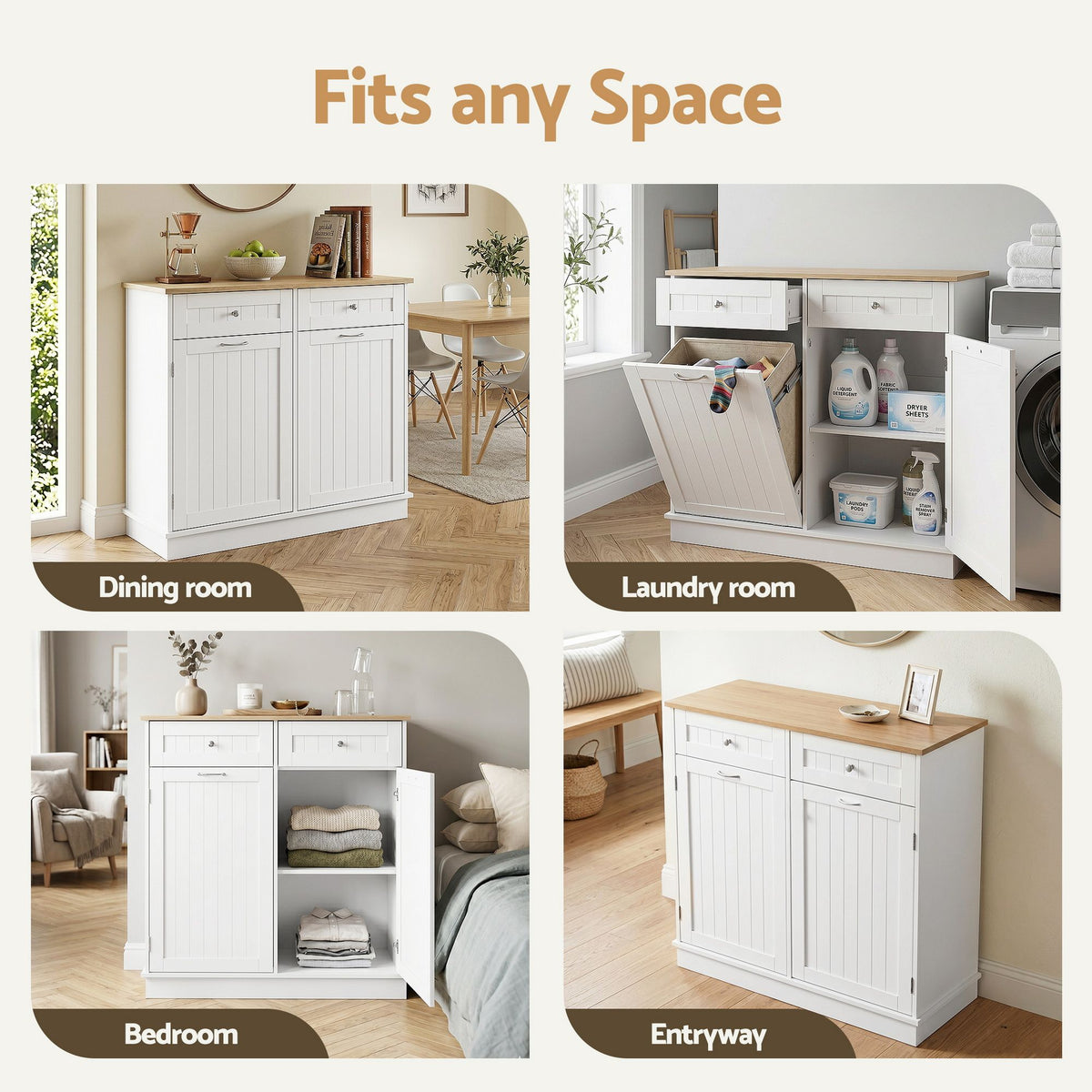 Artiss Buffet Sideboard Cabinet Kitchen Tilt Out Bin Holder Storage Cupboard