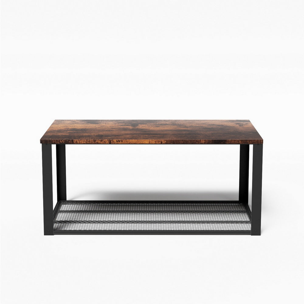 Artiss Coffee Table 2-Tier Rustic Brown 104CM