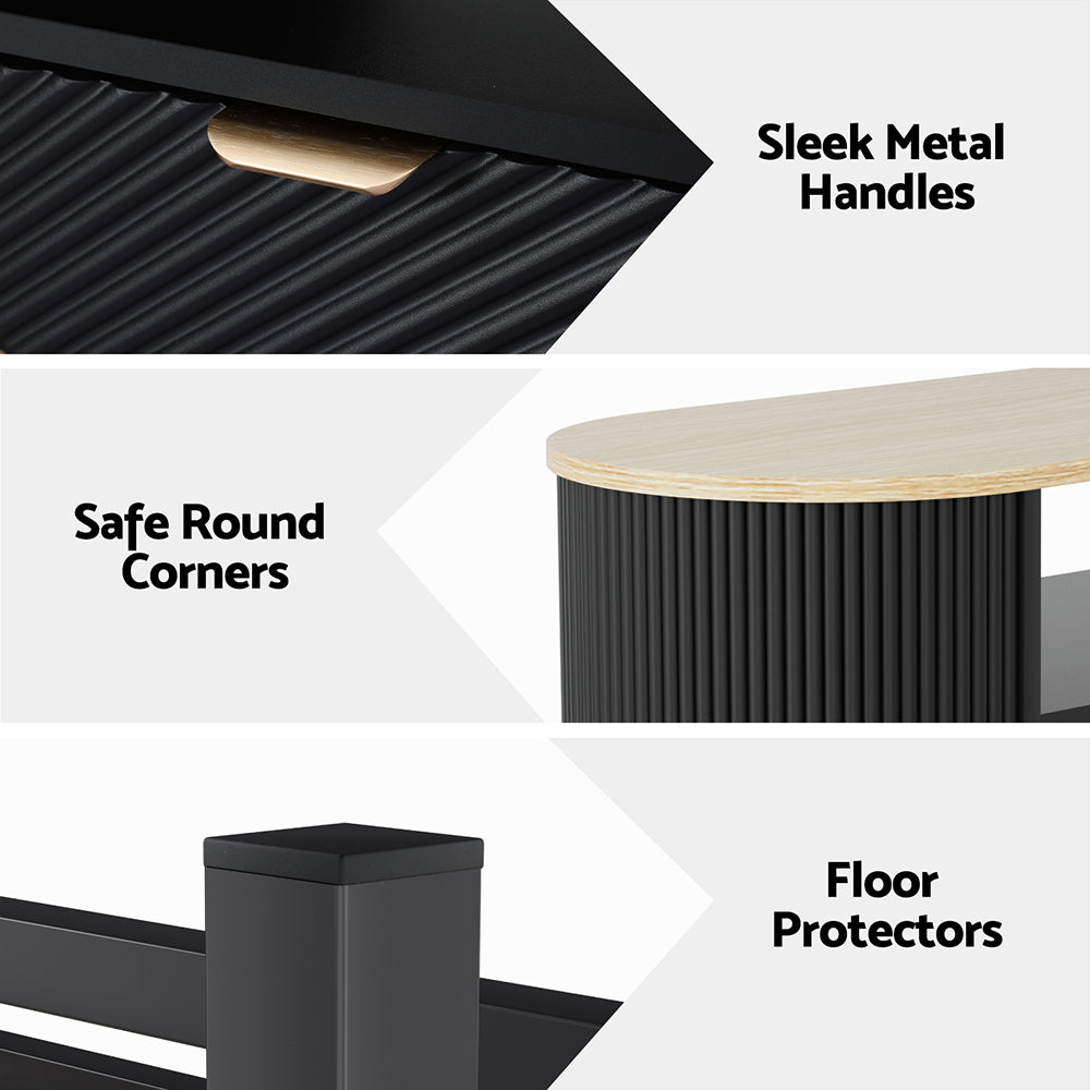 Artiss Coffee Table Drawer Shelf Wood&Black