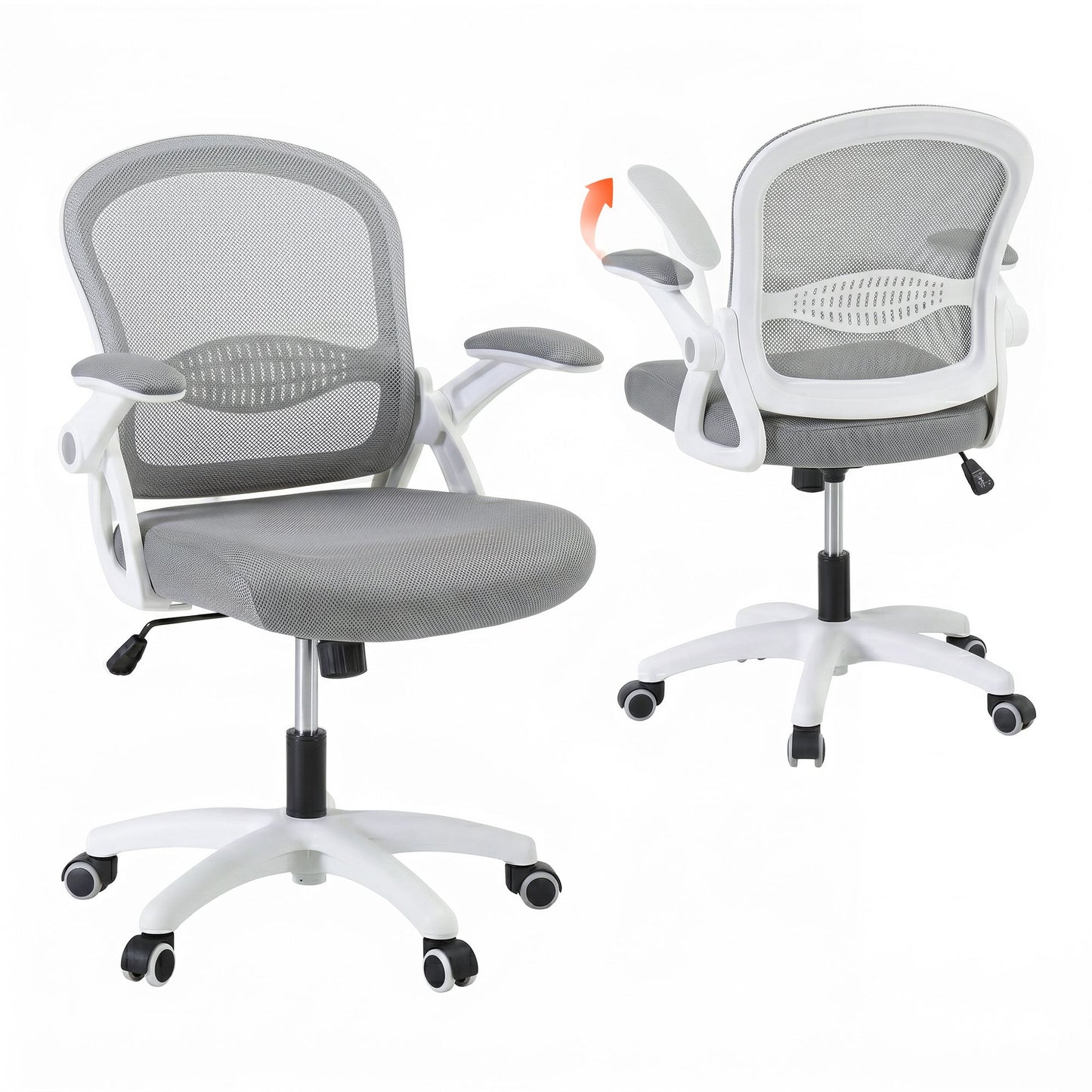 Artiss Computer Desk & Ergonomic Office Chair Set 120cm Home Office Study Desk with 3 Drawers & 3 Shelves, Mesh Computer Chair with Flip-Up Armrests