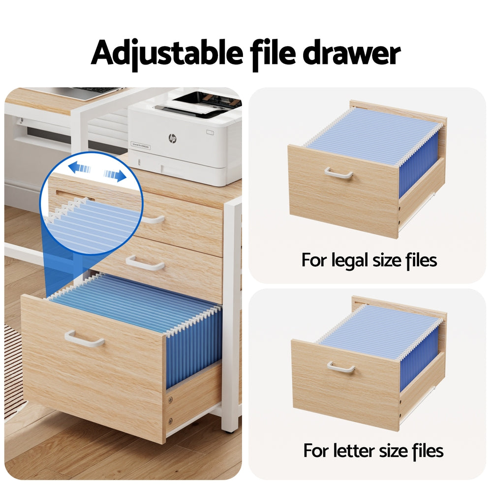 Artiss Computer Desk Home Office Study Table Desks w/Drawers Open Shelf Oak 160CM