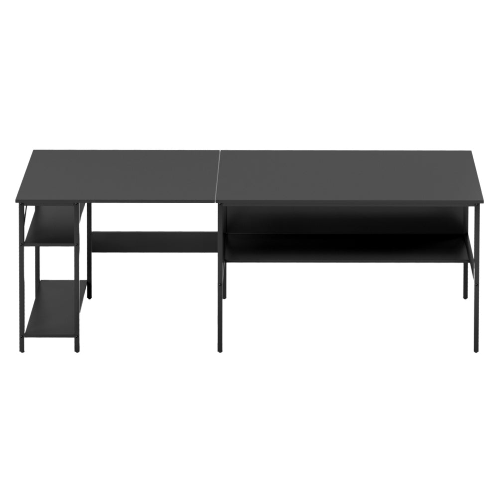 Artiss Computer Desk L shape Home Office Study Table Desks Open Shelf Black